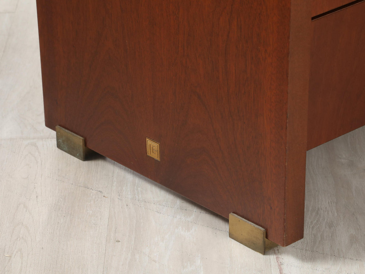 Pierre Balmain Walnut Commode with Brass Accents, Paris, Circa 1980