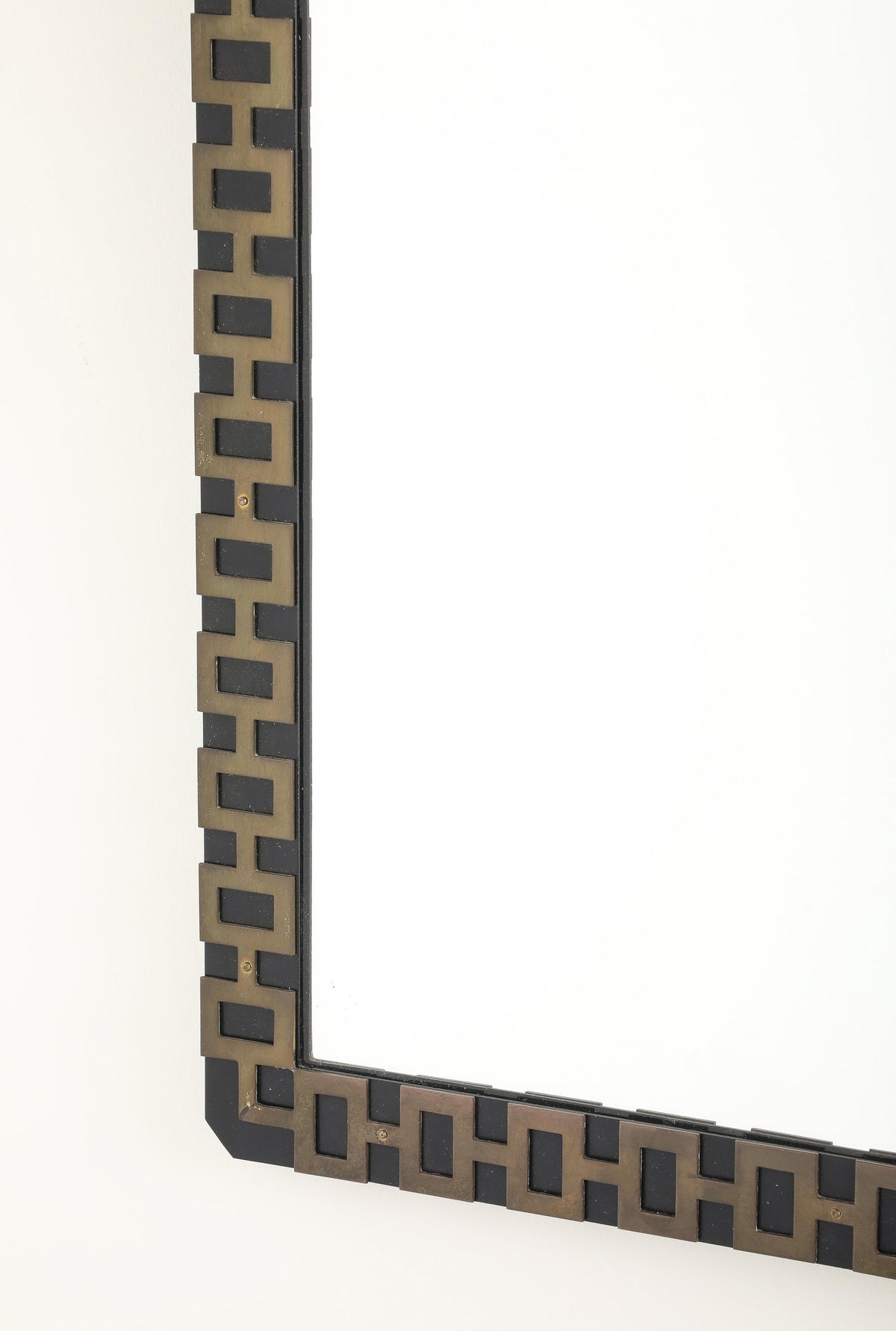 French 1940's Metal and Brass Wall Mirror