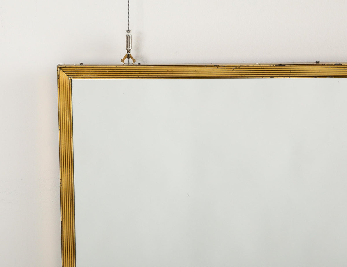 Italian Gilt Metal Ribbed Mirror, circa 1970