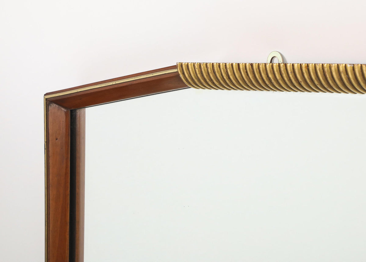 Italian 1940's Walnut and Gilt Wall Mirror
