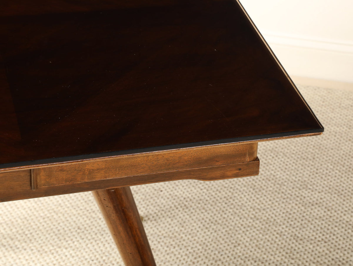 Gio Ponti Attributed Milanese Walnut Game Table with Glass Top, circa 1940
