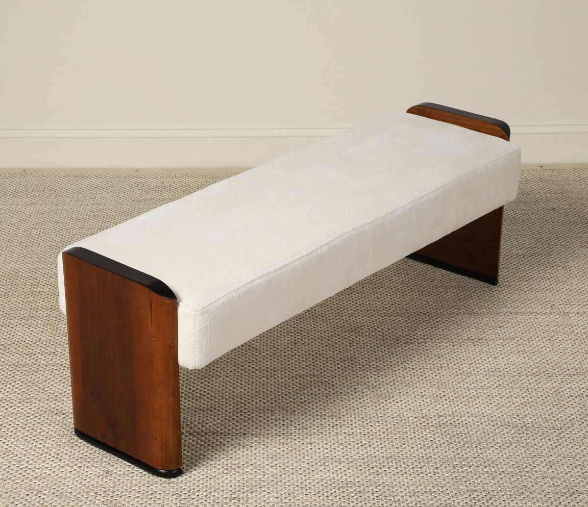 Italian Art Deco Walnut Bench, circa 1940