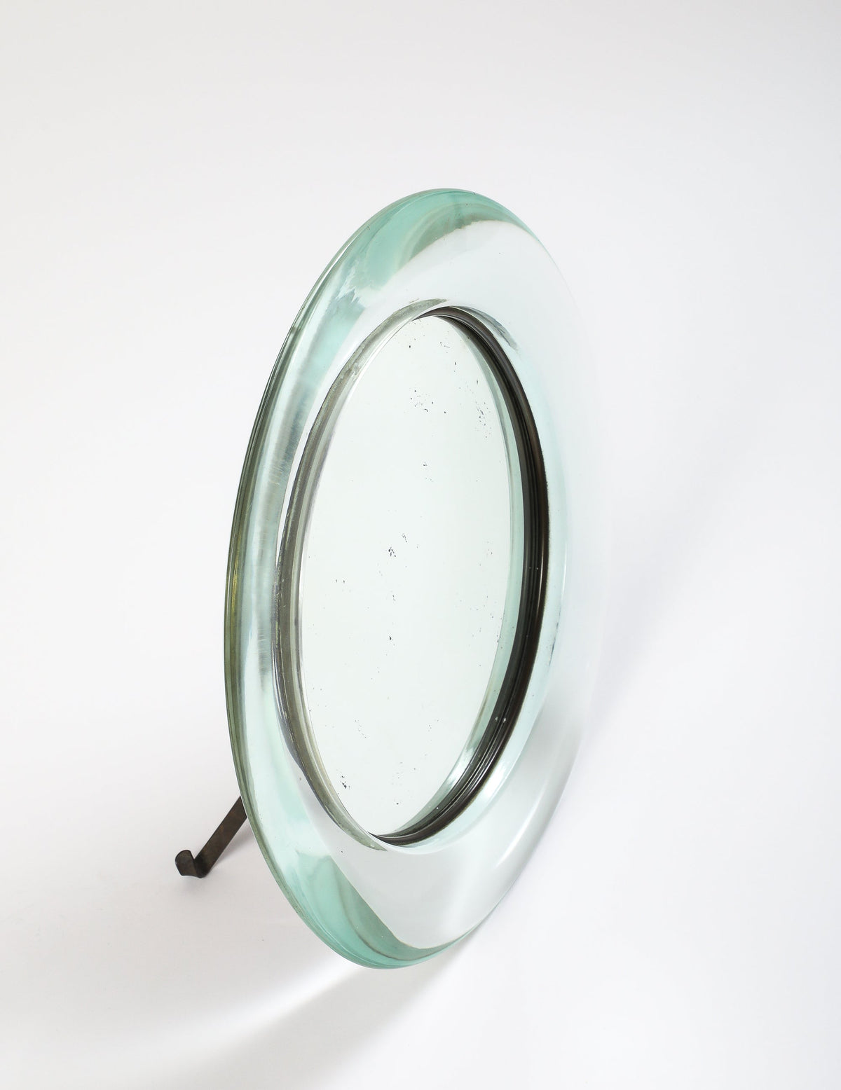 Italian 1930's Crystal Table Mirror with Iron Easel