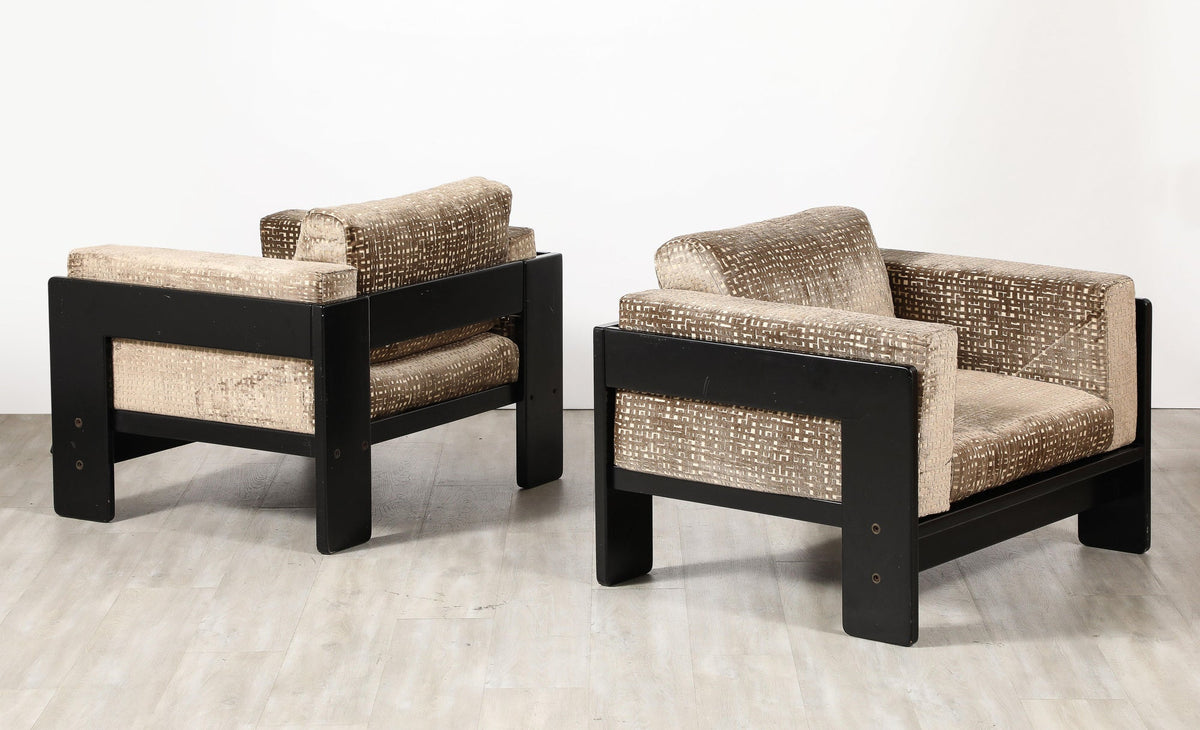 Afra & Tobia Scarpa Bastiano Lounge Chairs, Velvet, Italy, 1960