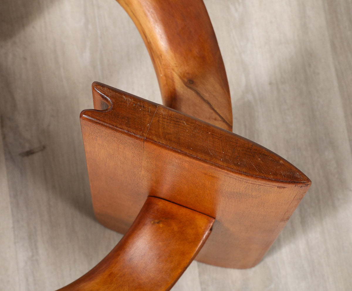 Osvaldo Borsani Cocktail Table, Hand-Carved Wood & Glass, Italy, 1940
