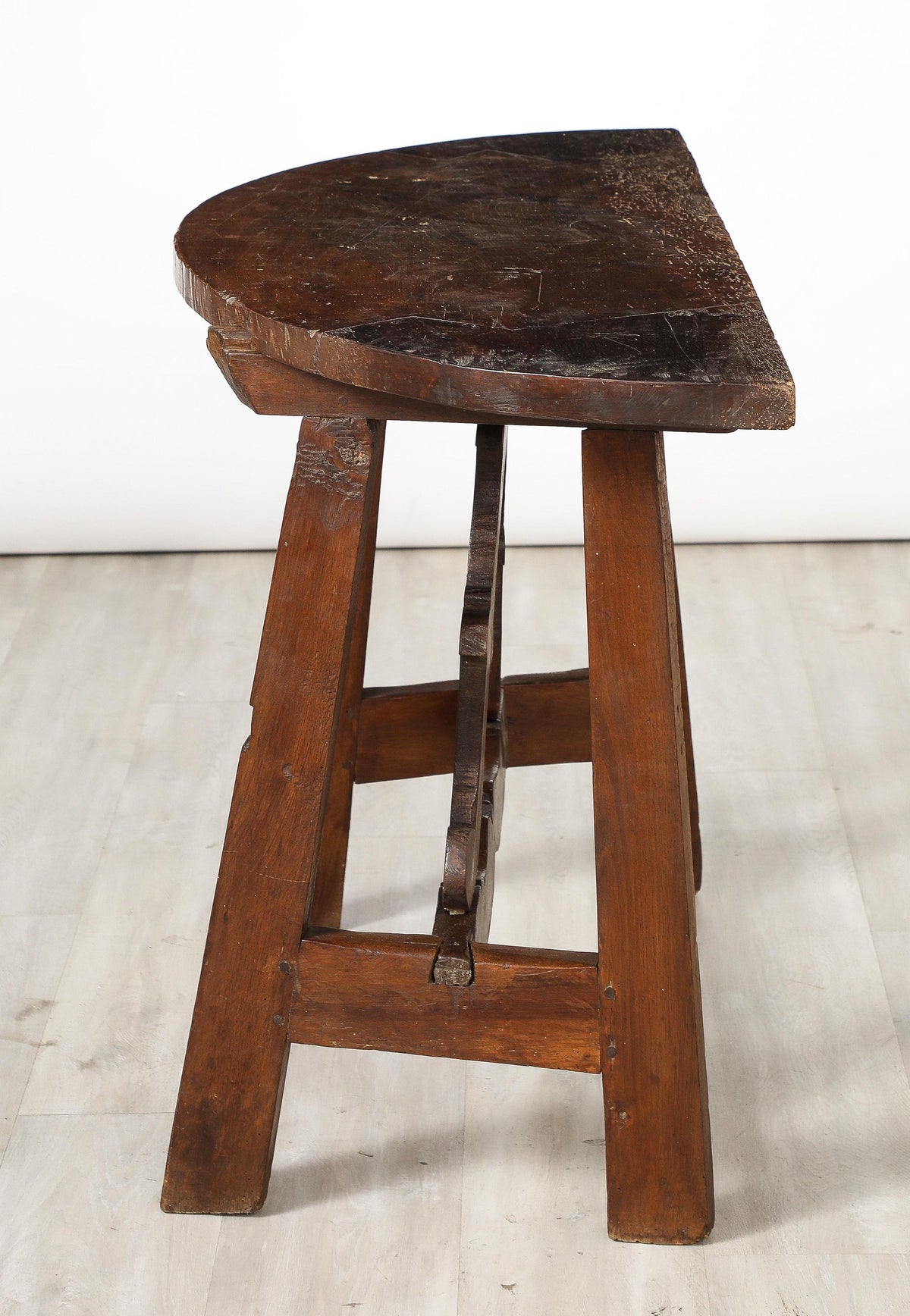 Italian Baroque Walnut Demi-Lune Console Tables, Pair, Circa 1680