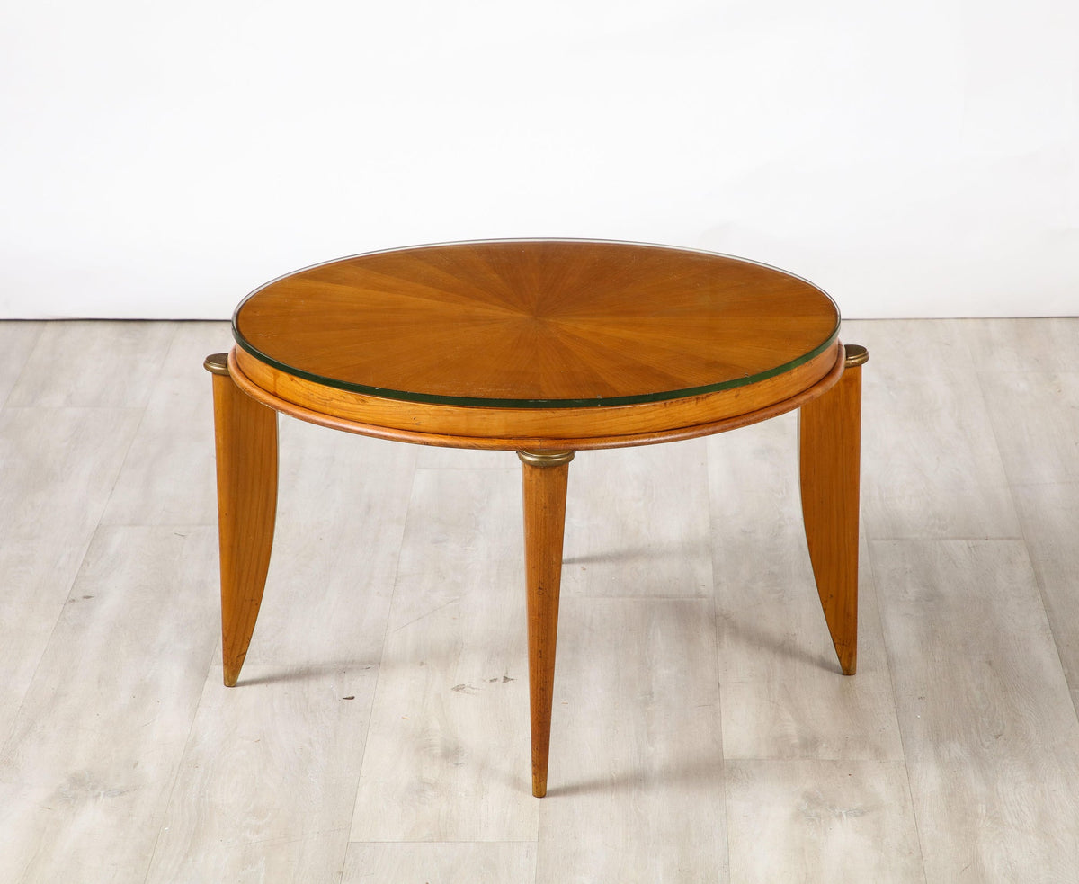Maurice Jallot Art Deco Side Table, Sycamore Maple, 25.75\" Diameter
