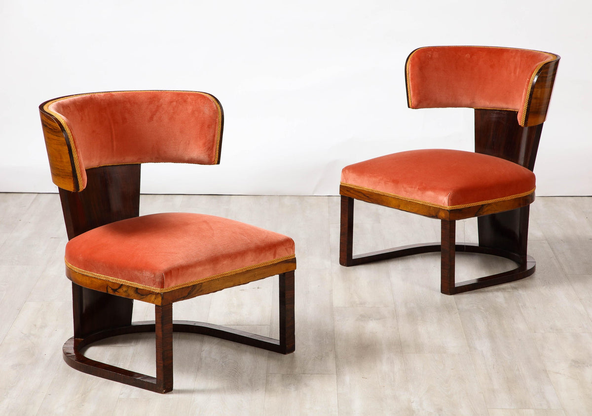 Ernesto La Padula Pair of Italian Art Deco Side Chairs, Italy, circa 1930