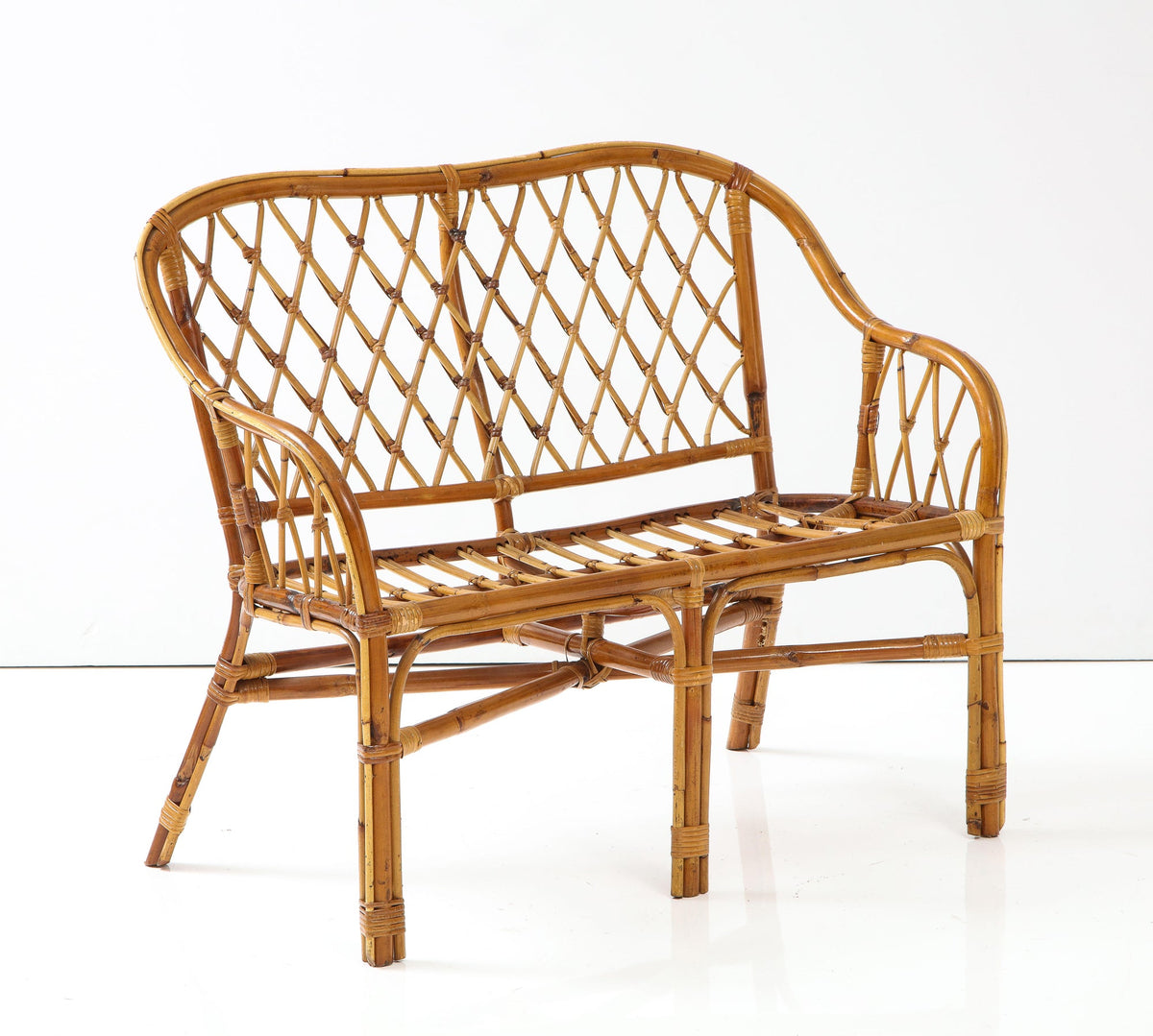Italian 1950's Bamboo Settee or Bench