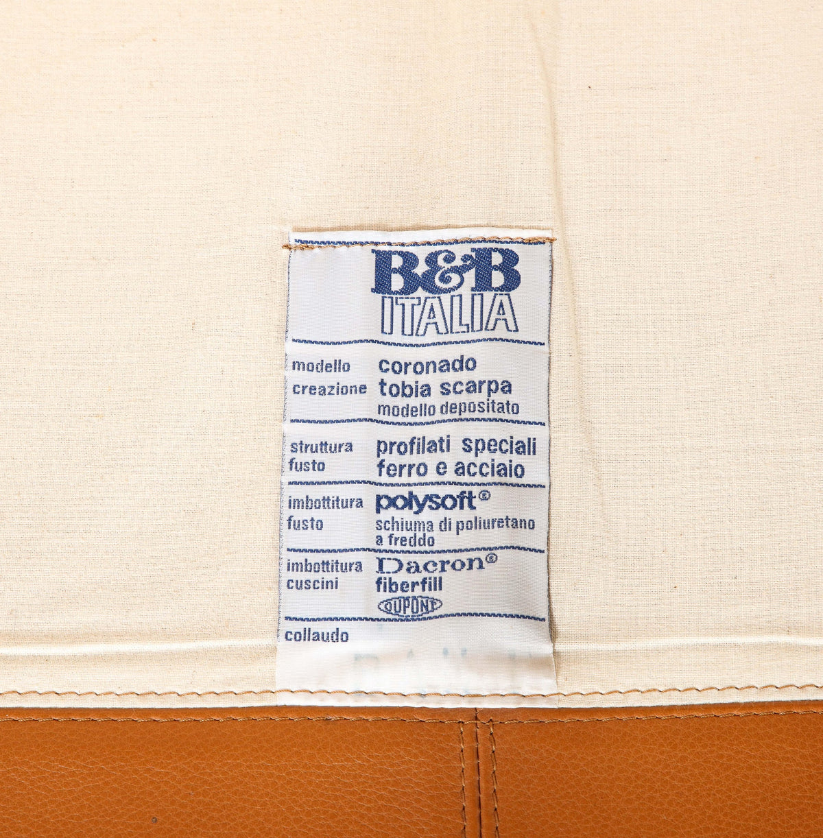 Tobia Scarpa Coronado Sofas in Cognac Leather, B&B Italia, 1975, Italy