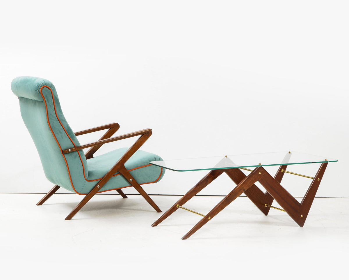 Italian Mahogany and Glass Coffee Table Attributed to Ico & Luisa Parisi