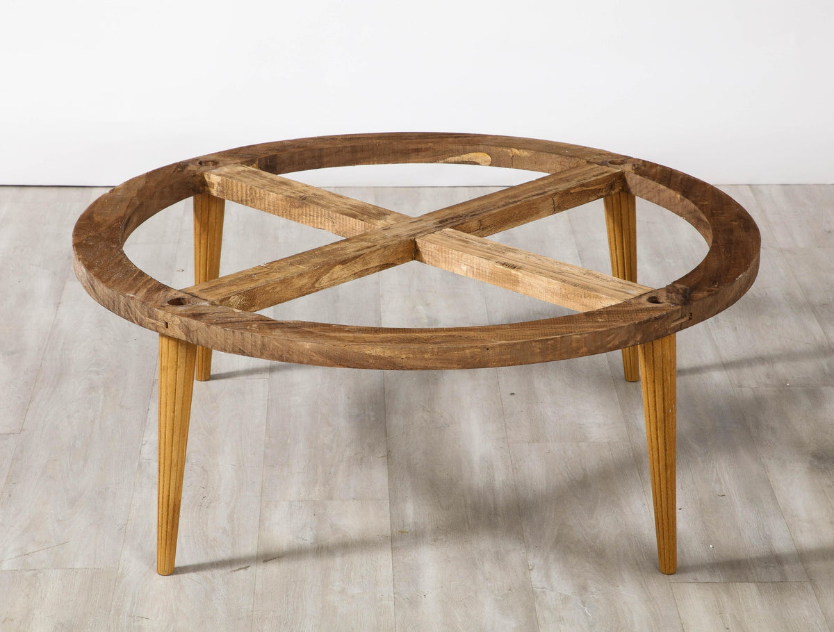 Italian Circular Coffee Table, Agate Top with Oak Legs, 1960s