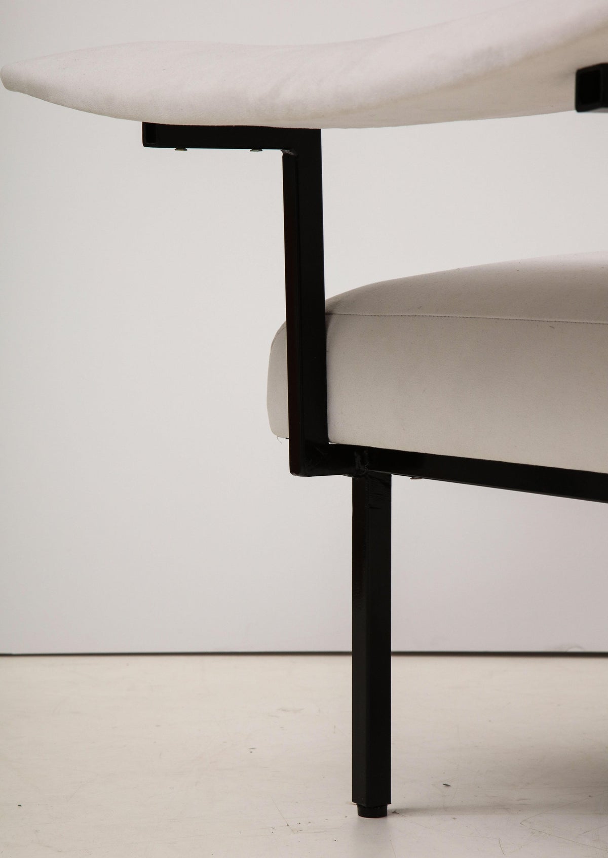 Italian Modern Armchairs with Iron Frame and Grey Suede Upholstery