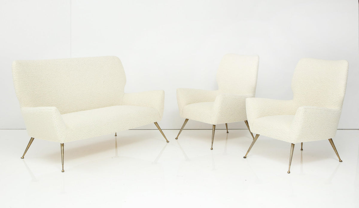 Italian Settee with Brass Legs, 1955