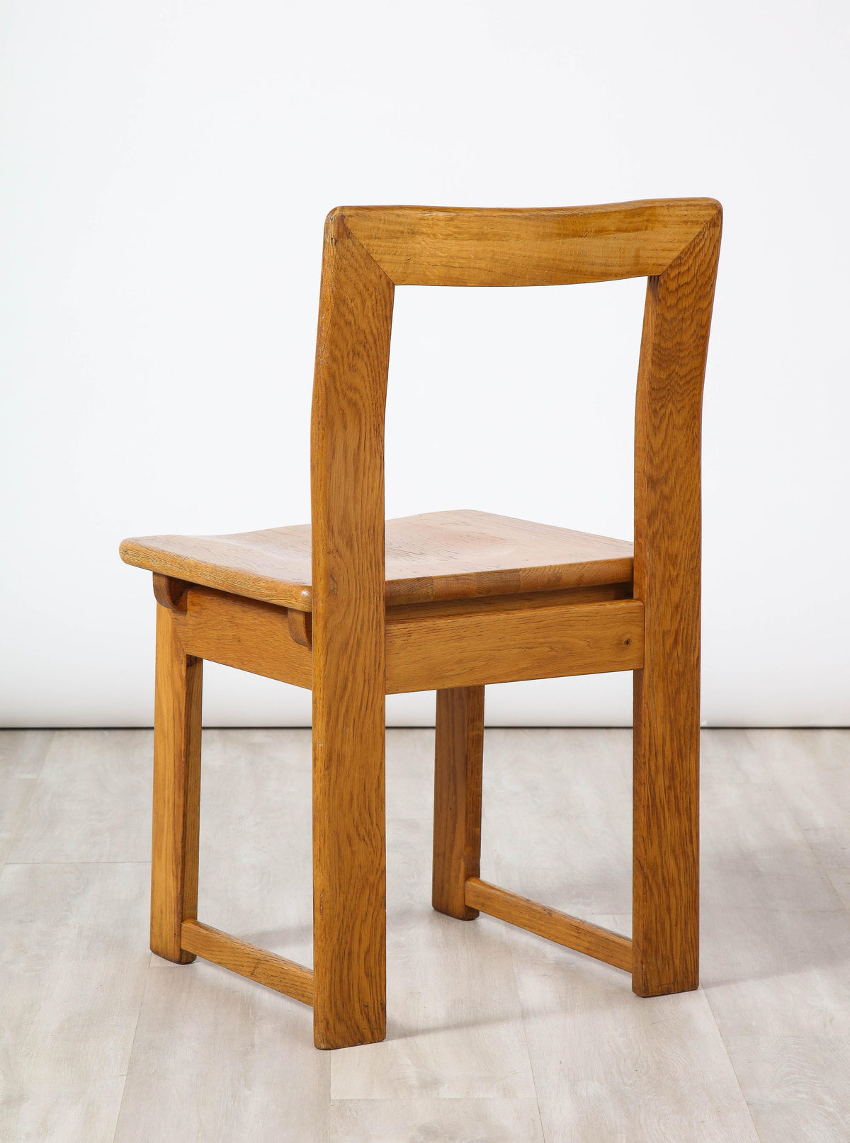 Set of Four Italian Mid-Century Hand-Carved Oak Dining Chairs, 1950