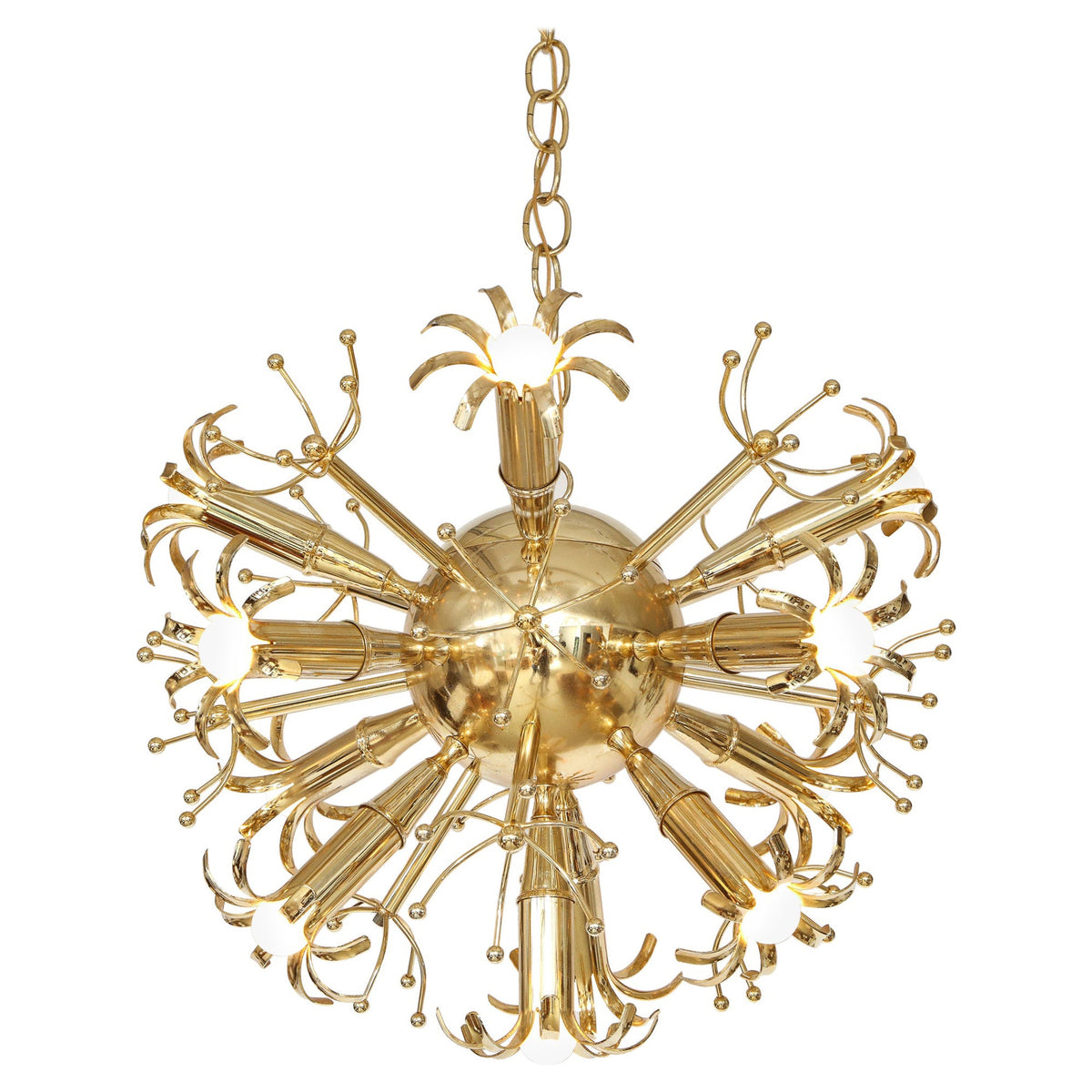 Gaetano Sciolari Brass Starburst Sputnik Chandelier, Italy, 1960