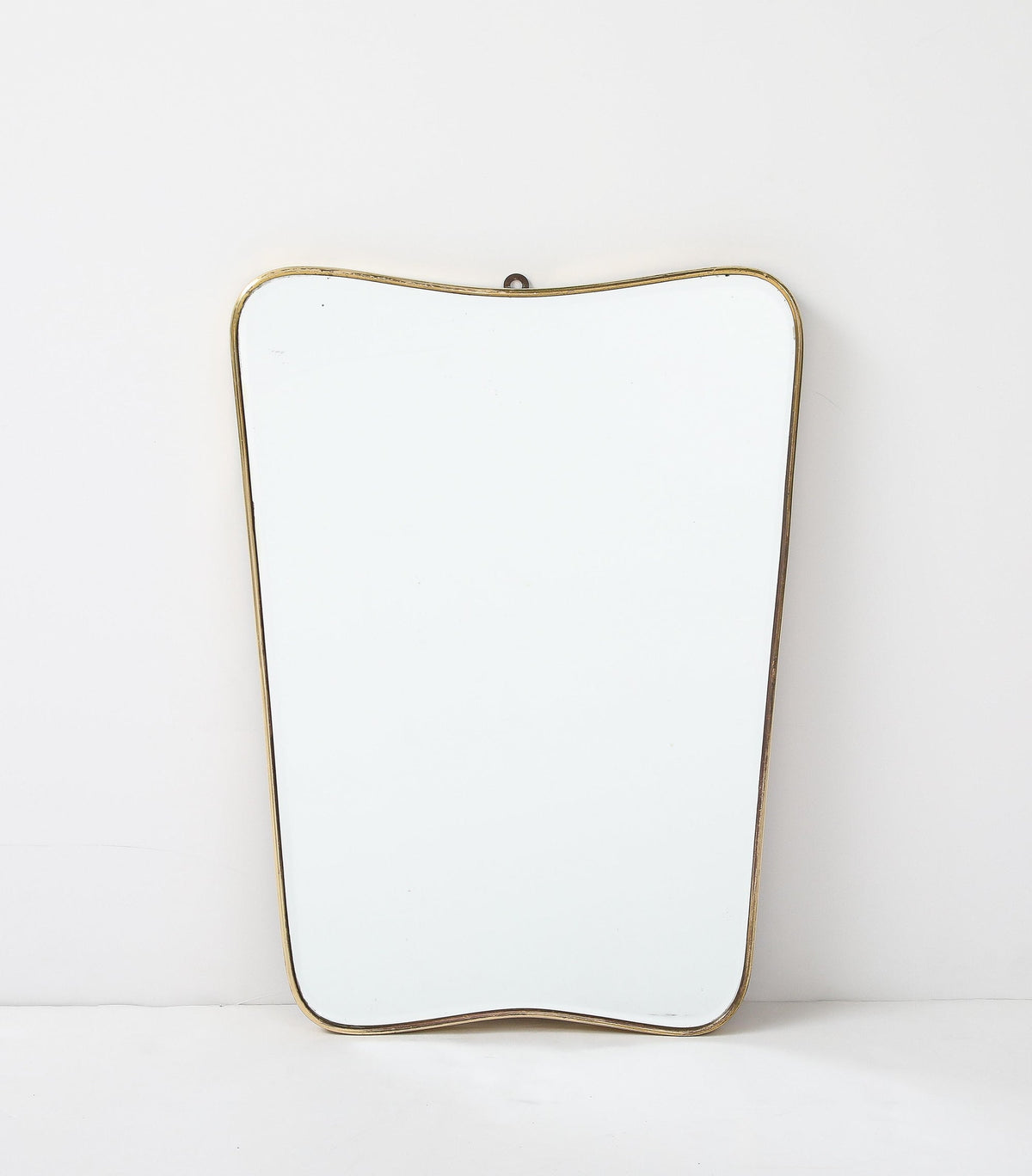 Italian Modernist Brass Wall Mirror, Wood Backing, 1950