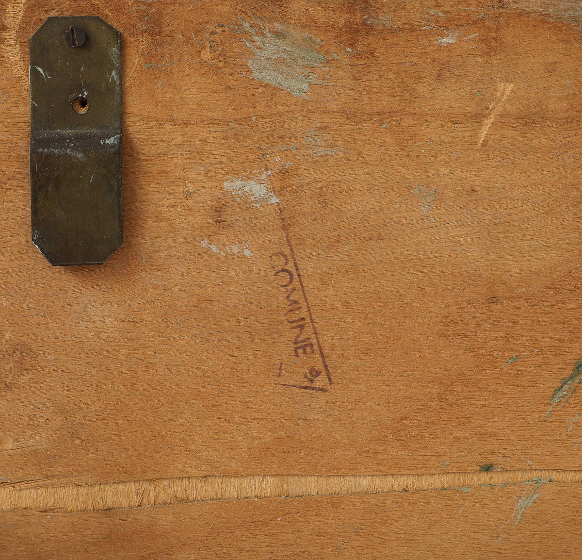 Italian Modernist Brass Wall Mirror, Wood Backing, 1950