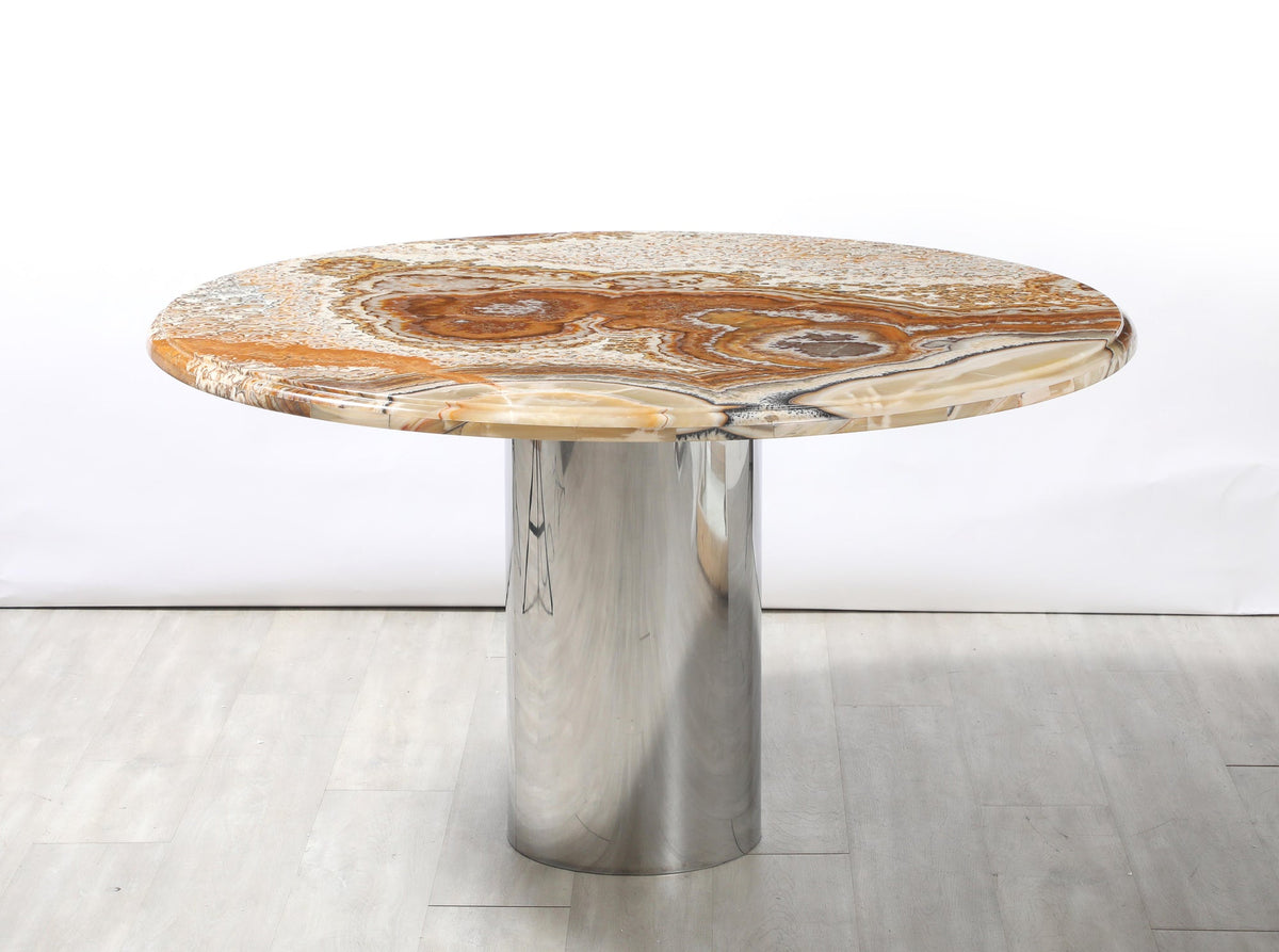 Italian Agate Dining Table with Chrome Base, Southern Italy, 1970