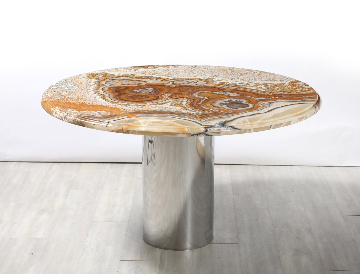 Italian Agate Dining Table with Chrome Base, Southern Italy, 1970