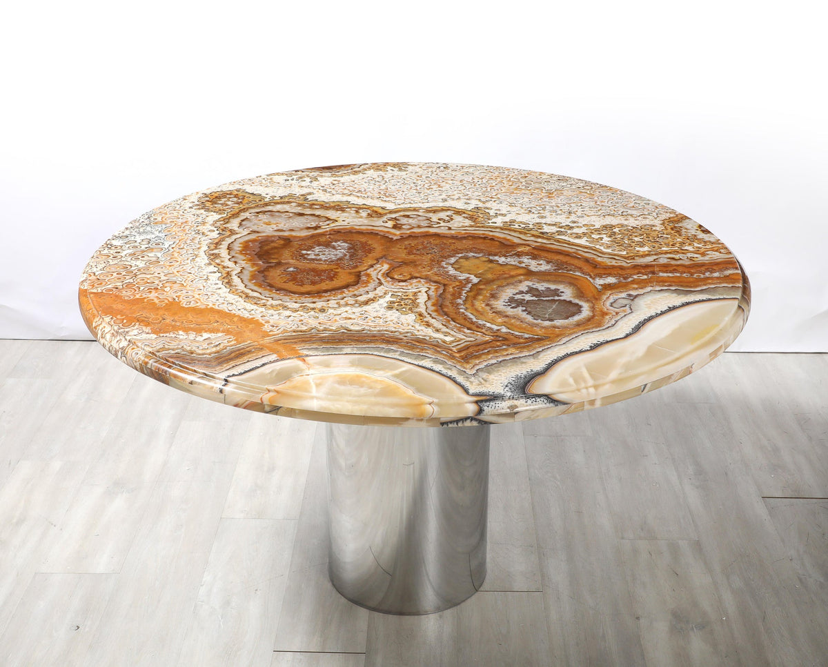 Italian Agate Dining Table with Chrome Base, Southern Italy, 1970