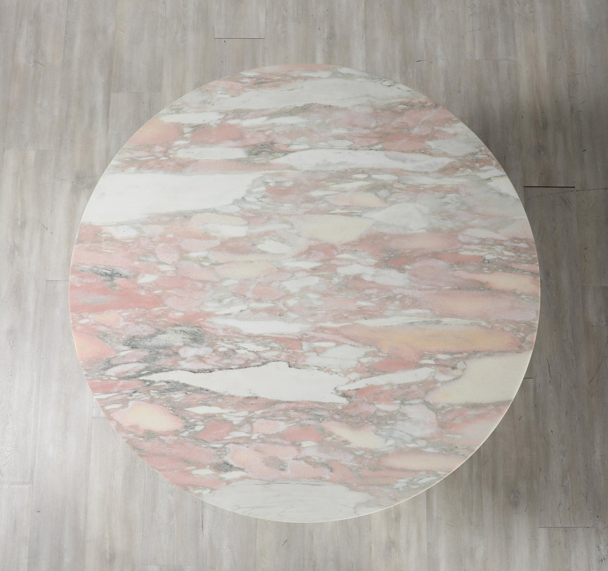 Italian 1970s Marble Center Table with Pink Veining, 47\" Diameter