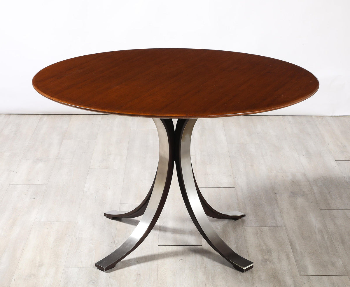 Osvaldo Borsani 'T69' Circular Dining Table, Walnut Top, Steel Base