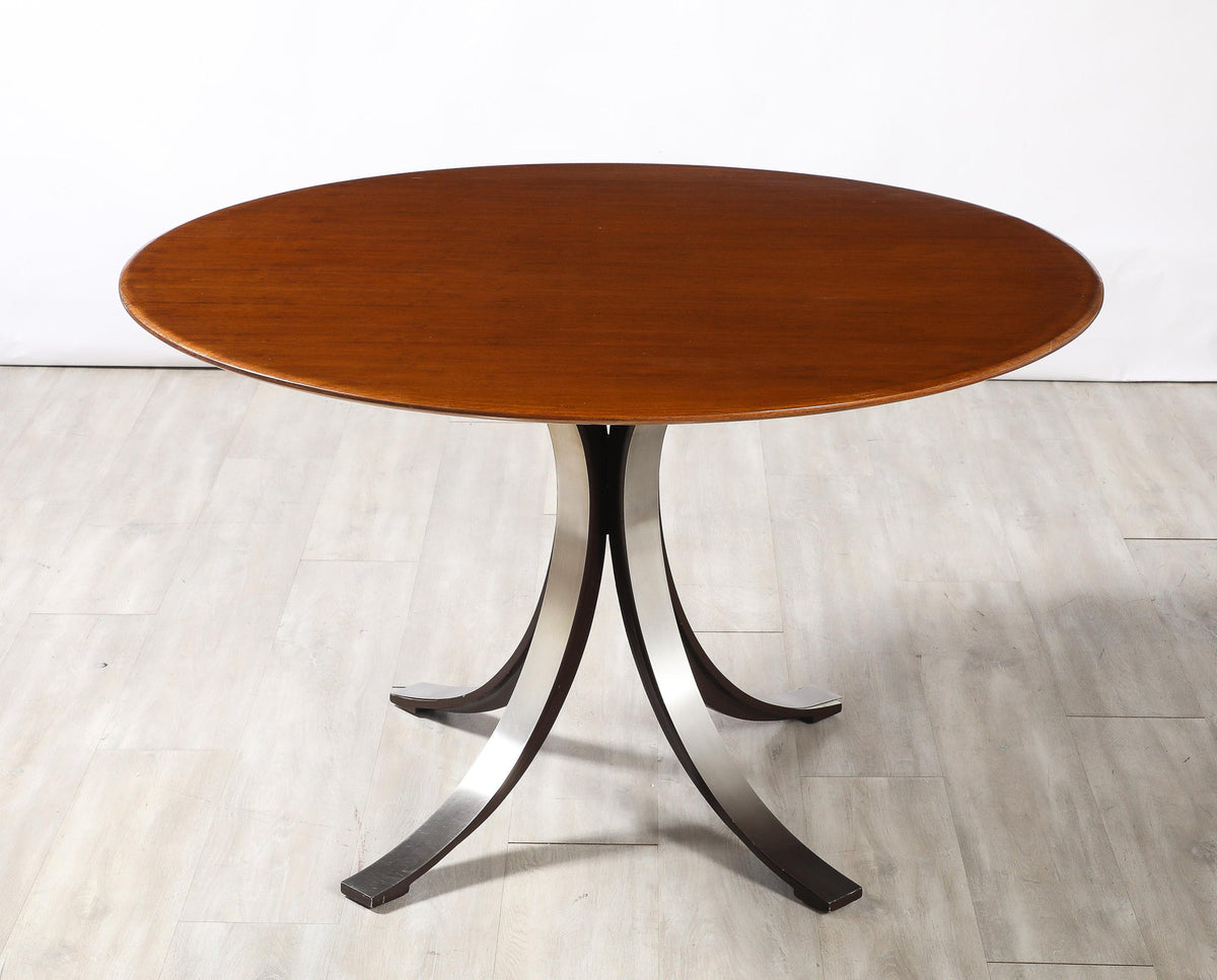 Osvaldo Borsani 'T69' Circular Dining Table, Walnut Top, Steel Base
