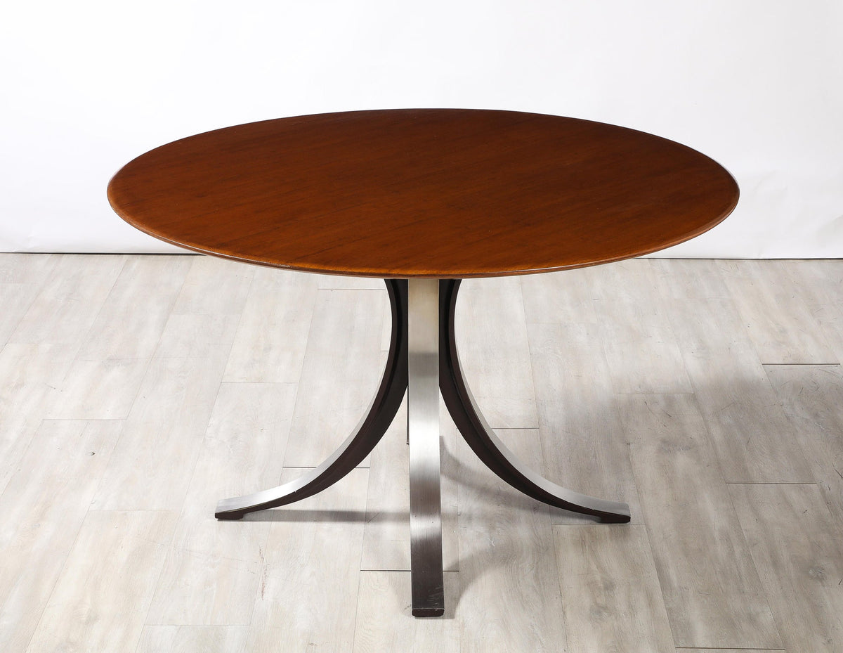 Osvaldo Borsani 'T69' Circular Dining Table, Walnut Top, Steel Base
