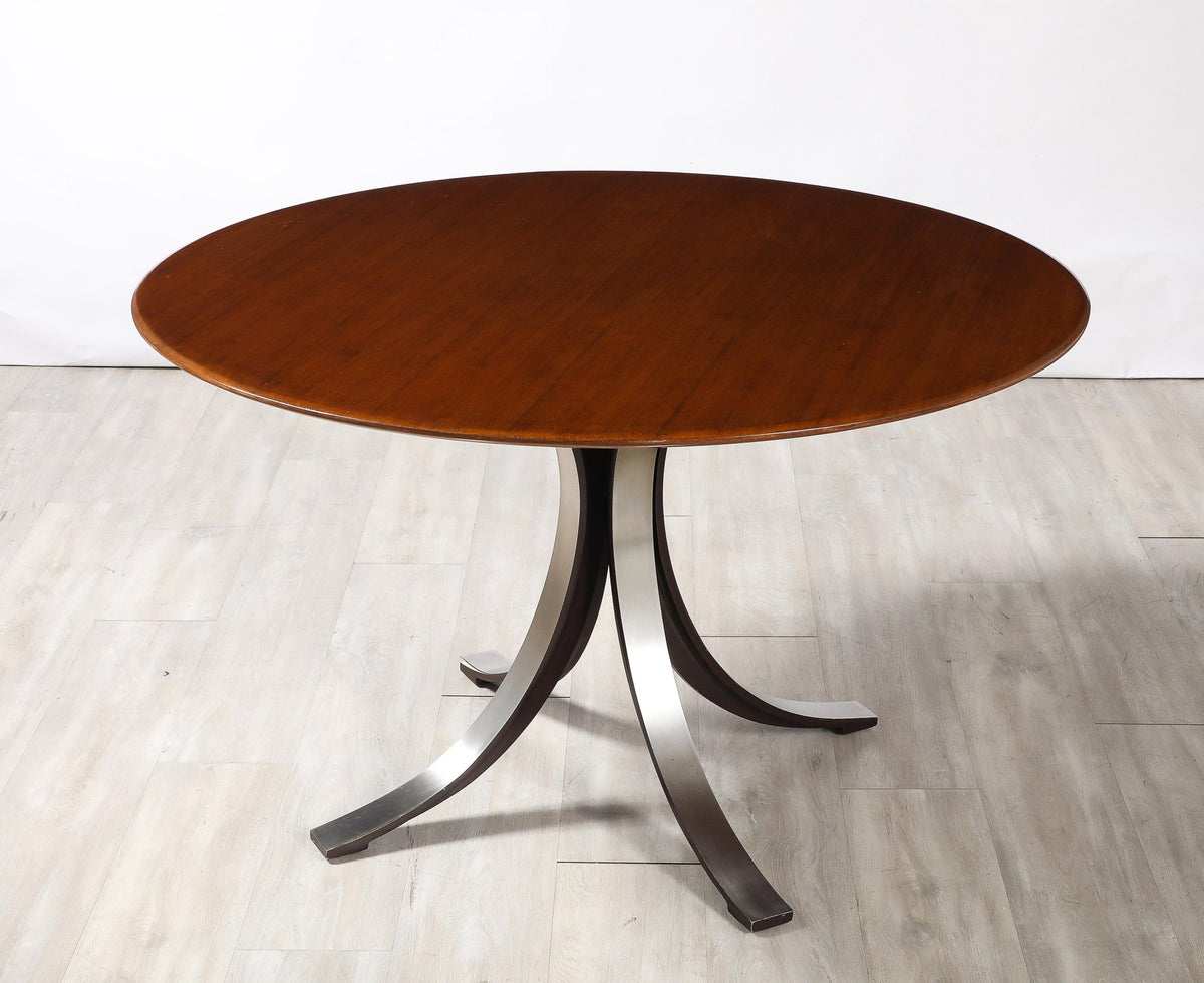 Osvaldo Borsani 'T69' Circular Dining Table, Walnut Top, Steel Base