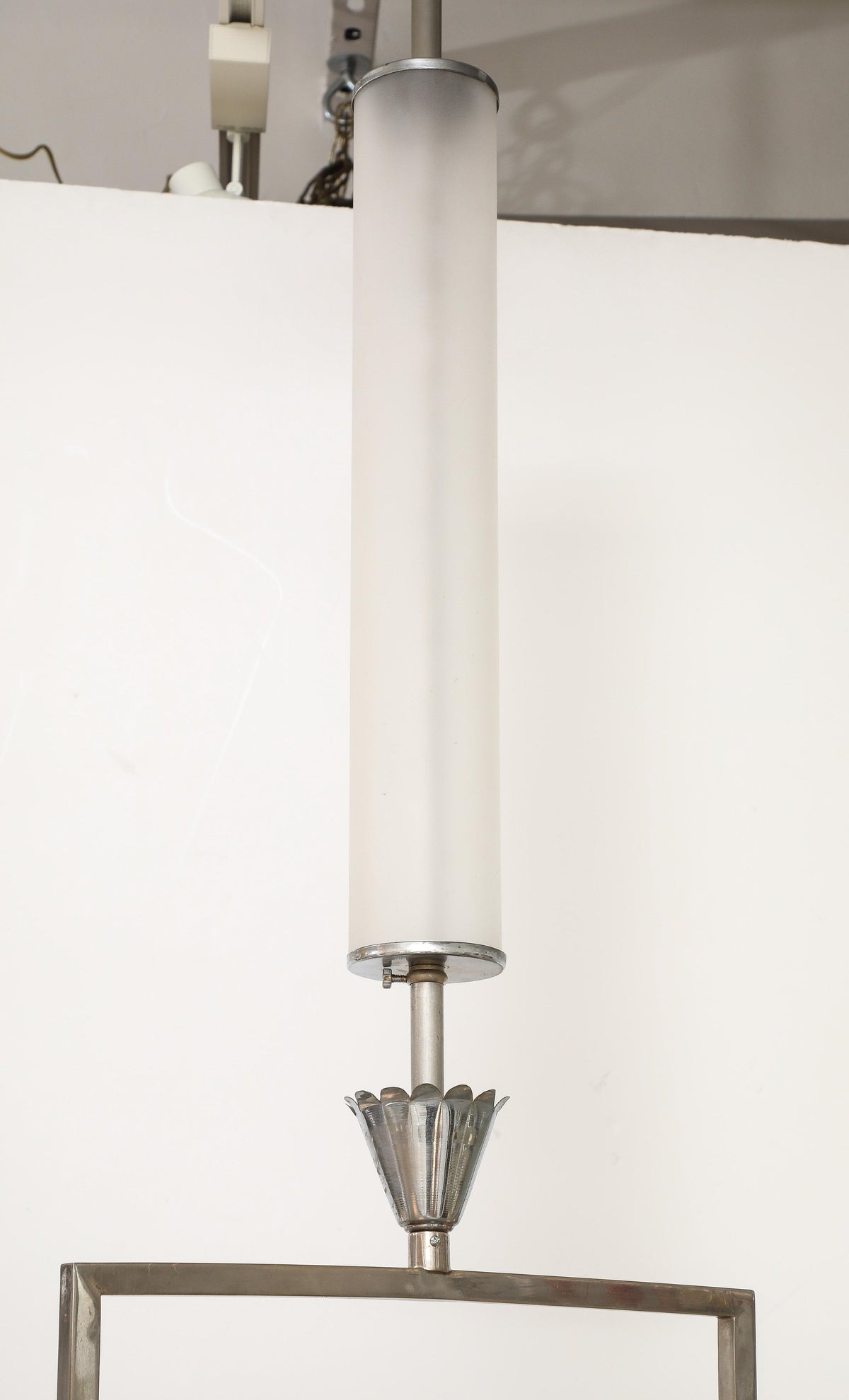 Carlo Scarpa Venini Art Deco Chandelier, Nickel & Glass, 1930s