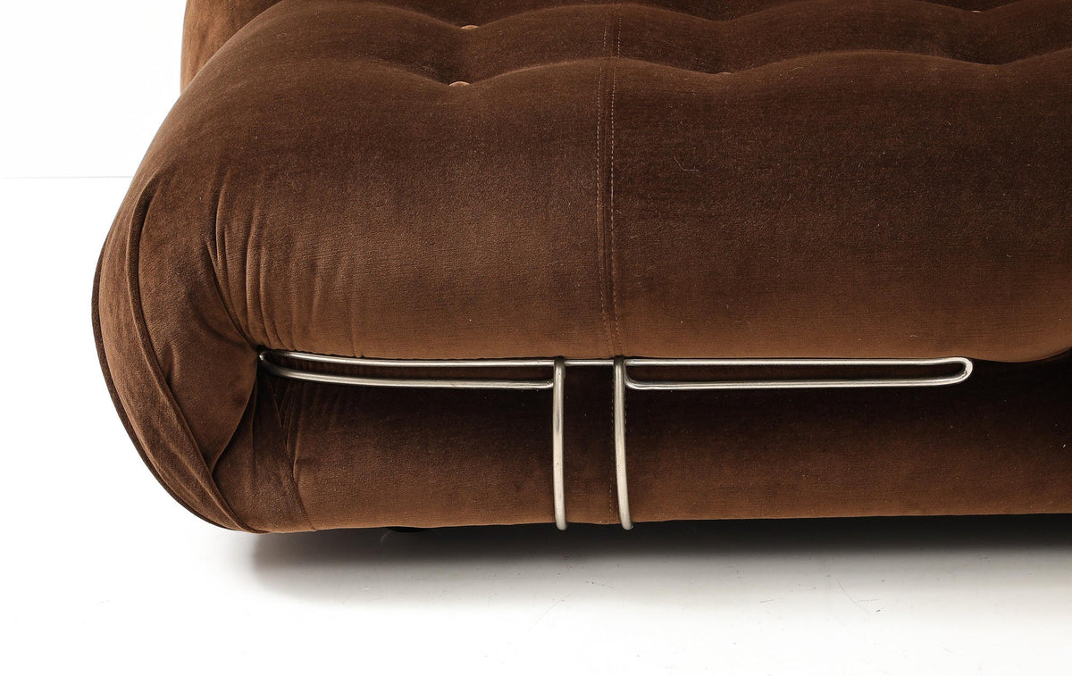 Soriana Sofa by Afra & Tobia Scarpa for Cassina, Velvet, Chrome, 1969