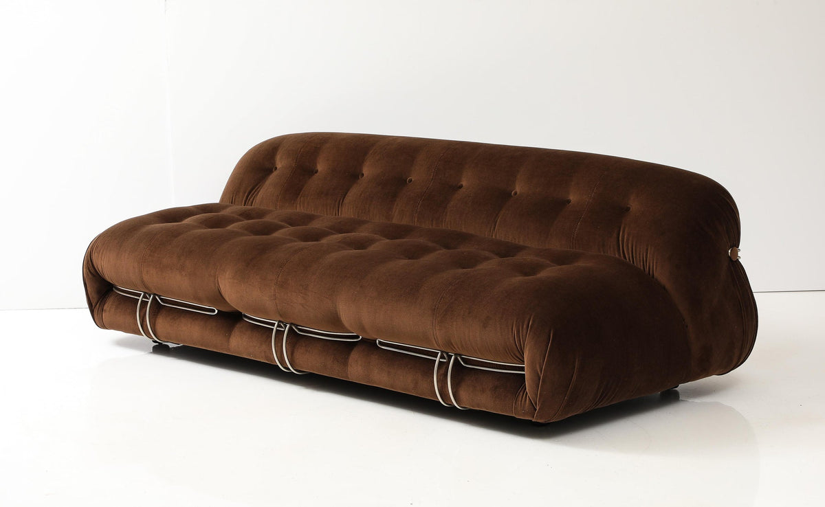 Soriana Sofa by Afra & Tobia Scarpa for Cassina, Velvet, Chrome, 1969