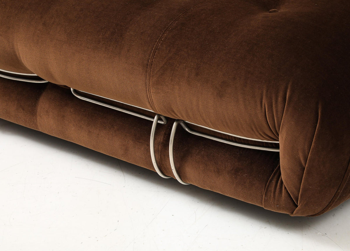 Soriana Sofa by Afra & Tobia Scarpa for Cassina, Velvet, Chrome, 1969