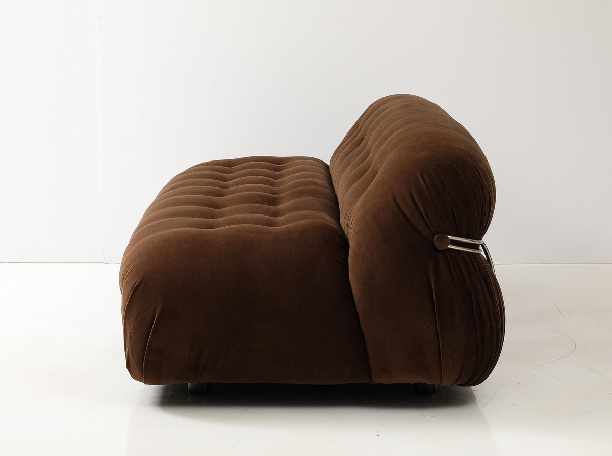 Soriana Sofa by Afra & Tobia Scarpa for Cassina, Velvet, Chrome, 1969