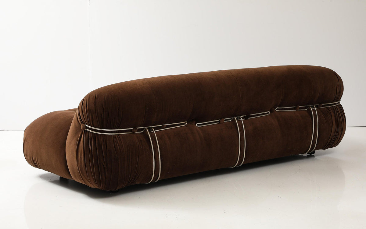 Soriana Sofa by Afra & Tobia Scarpa for Cassina, Velvet, Chrome, 1969