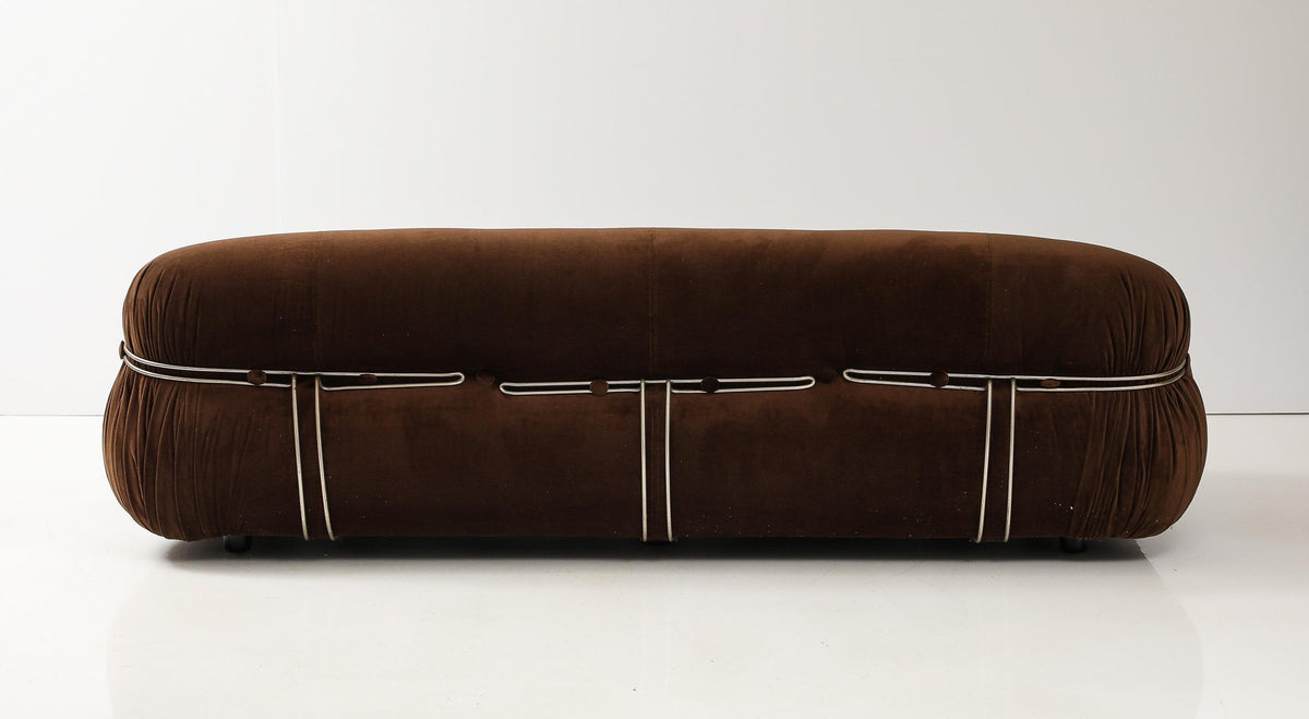 Soriana Sofa by Afra & Tobia Scarpa for Cassina, Velvet, Chrome, 1969