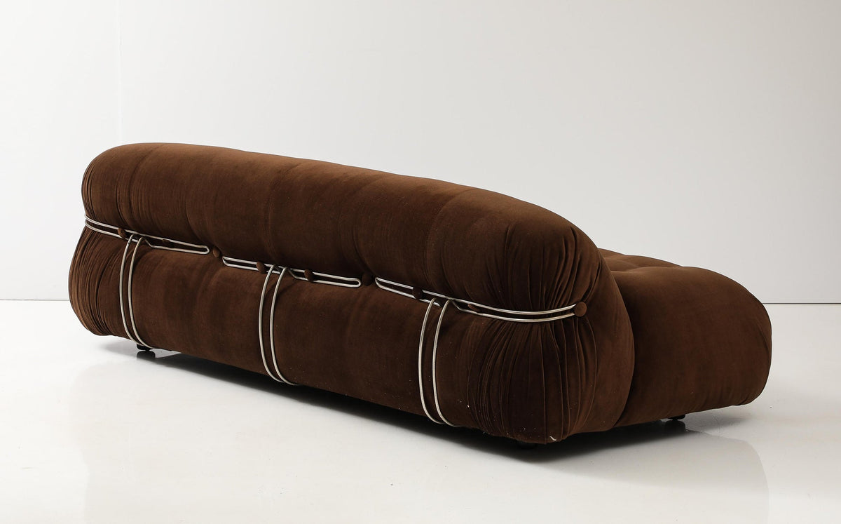 Soriana Sofa by Afra & Tobia Scarpa for Cassina, Velvet, Chrome, 1969
