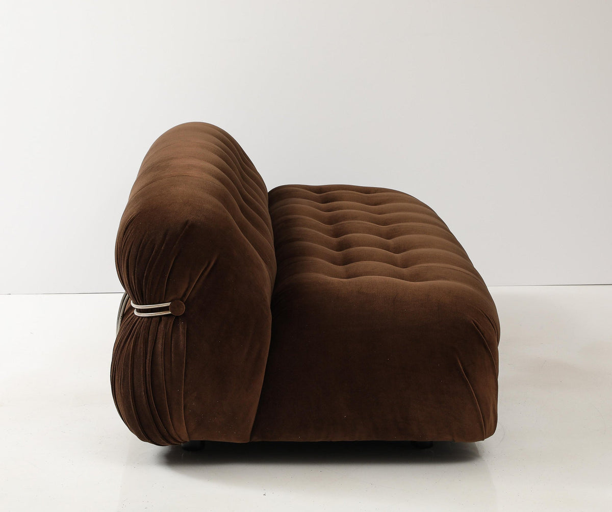 Soriana Sofa by Afra & Tobia Scarpa for Cassina, Velvet, Chrome, 1969