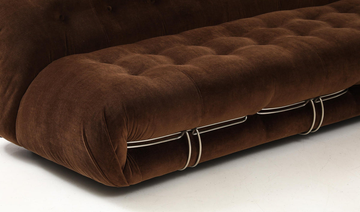 Soriana Sofa by Afra & Tobia Scarpa for Cassina, Velvet, Chrome, 1969