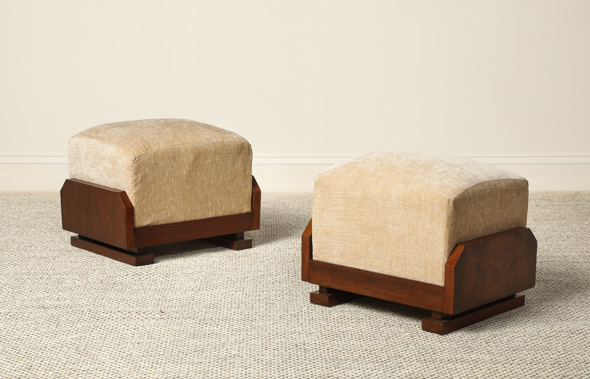 Italian Art Deco Walnut Foot Stool, circa 1930