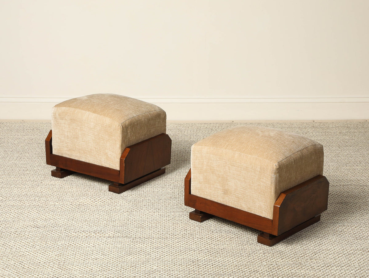 Italian Art Deco Walnut Foot Stool, circa 1930