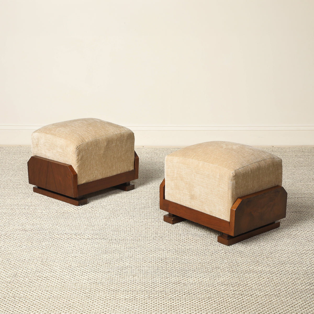 Italian Art Deco Walnut Foot Stool, circa 1930