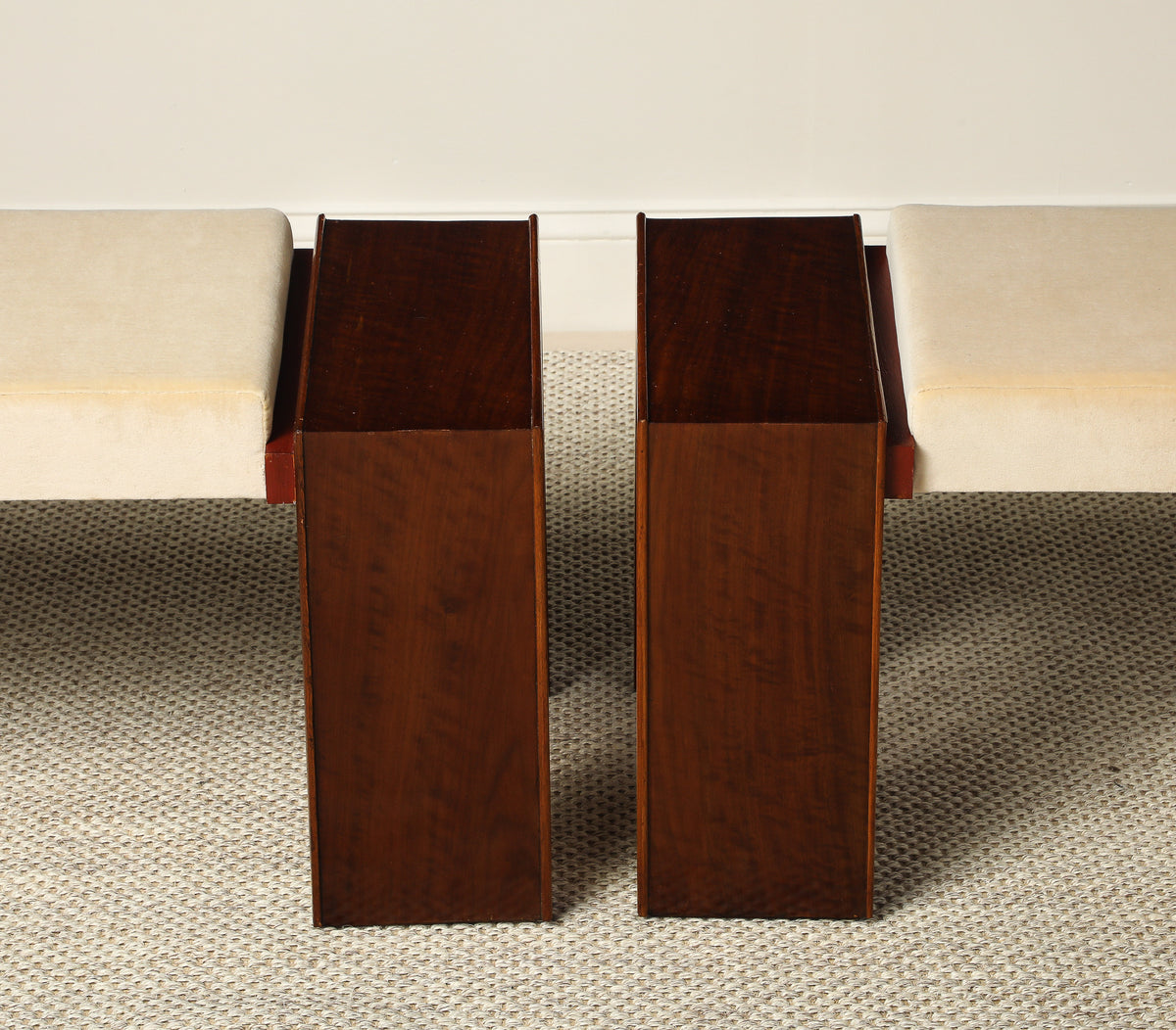 Pair of Italian Walnut Art Deco Stools, circa 1940