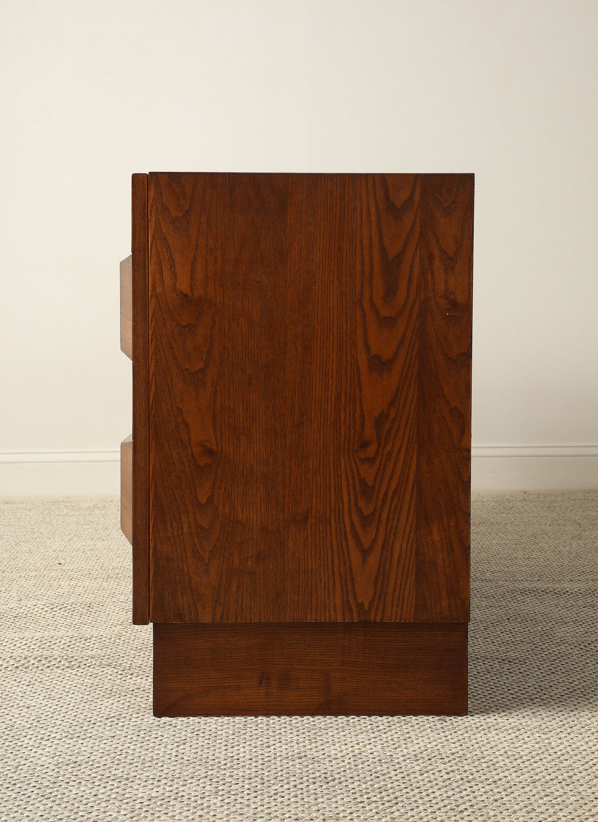 Italian Contemporary Brutalist Style Carved Oak Two-Door Cabinet