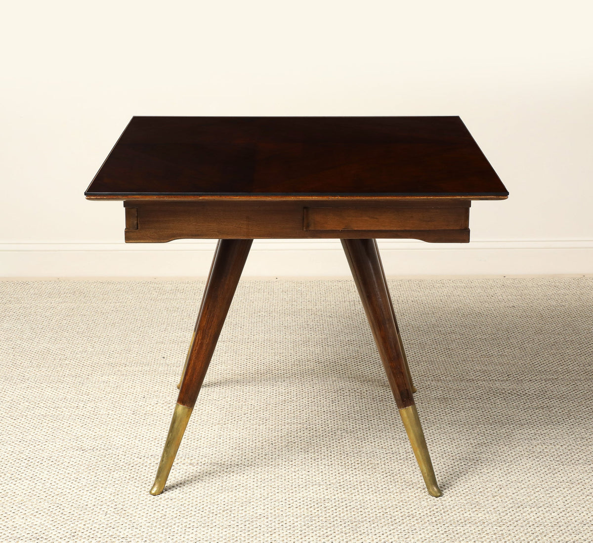 Gio Ponti Attributed Milanese Walnut Game Table with Glass Top, circa 1940