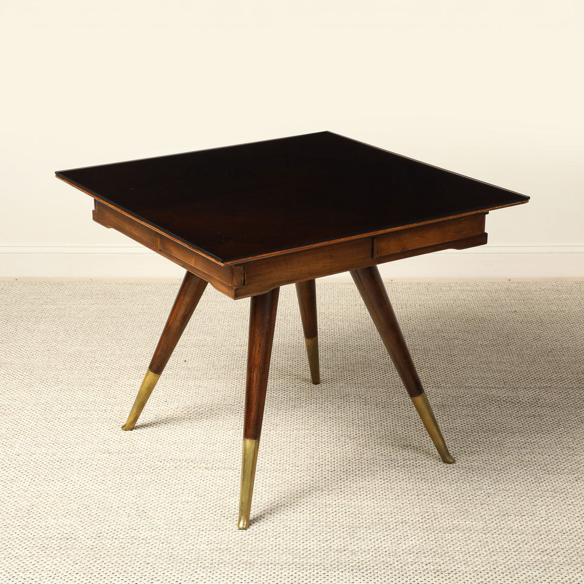 Gio Ponti Attributed Milanese Walnut Game Table with Glass Top, circa 1940