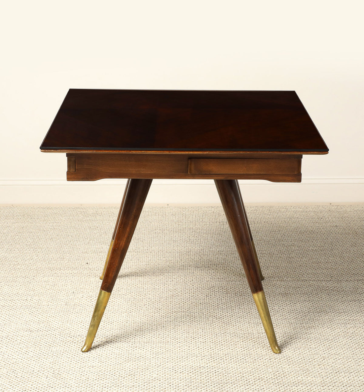Gio Ponti Attributed Milanese Walnut Game Table with Glass Top, circa 1940