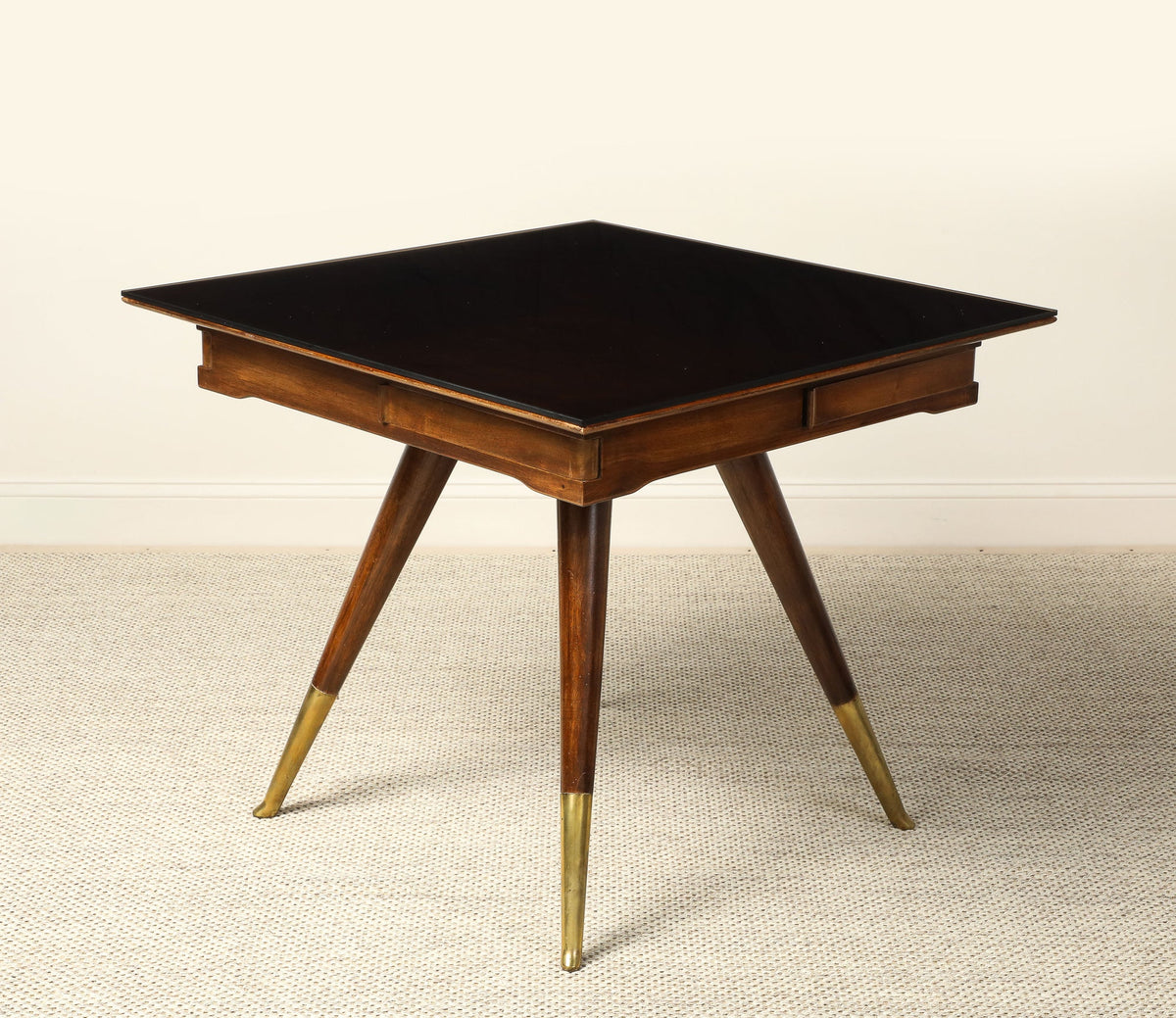 Gio Ponti Attributed Milanese Walnut Game Table with Glass Top, circa 1940