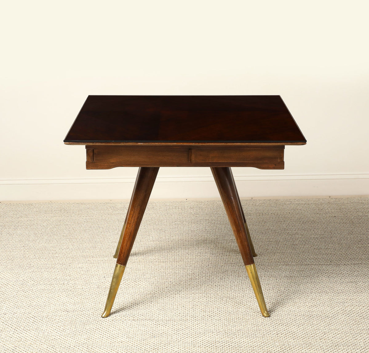 Gio Ponti Attributed Milanese Walnut Game Table with Glass Top, circa 1940